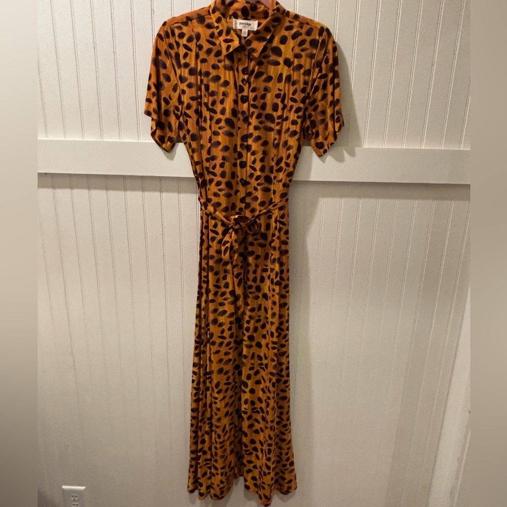 Anthropologie Brown and Black Patterned Maxi Dress